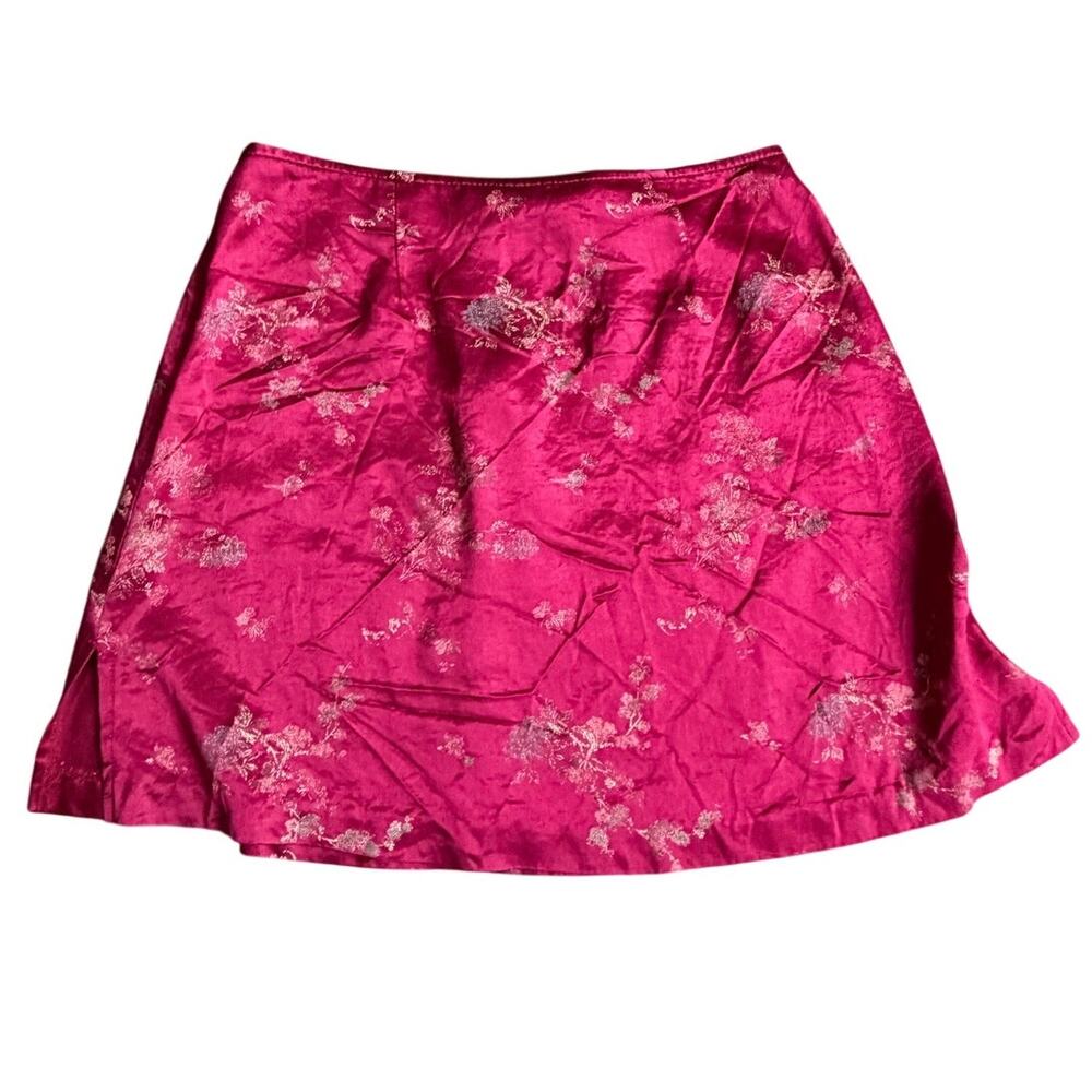 Y.K. Clothing Vintage Y2K Red Floral Satin Skirt Sz 9